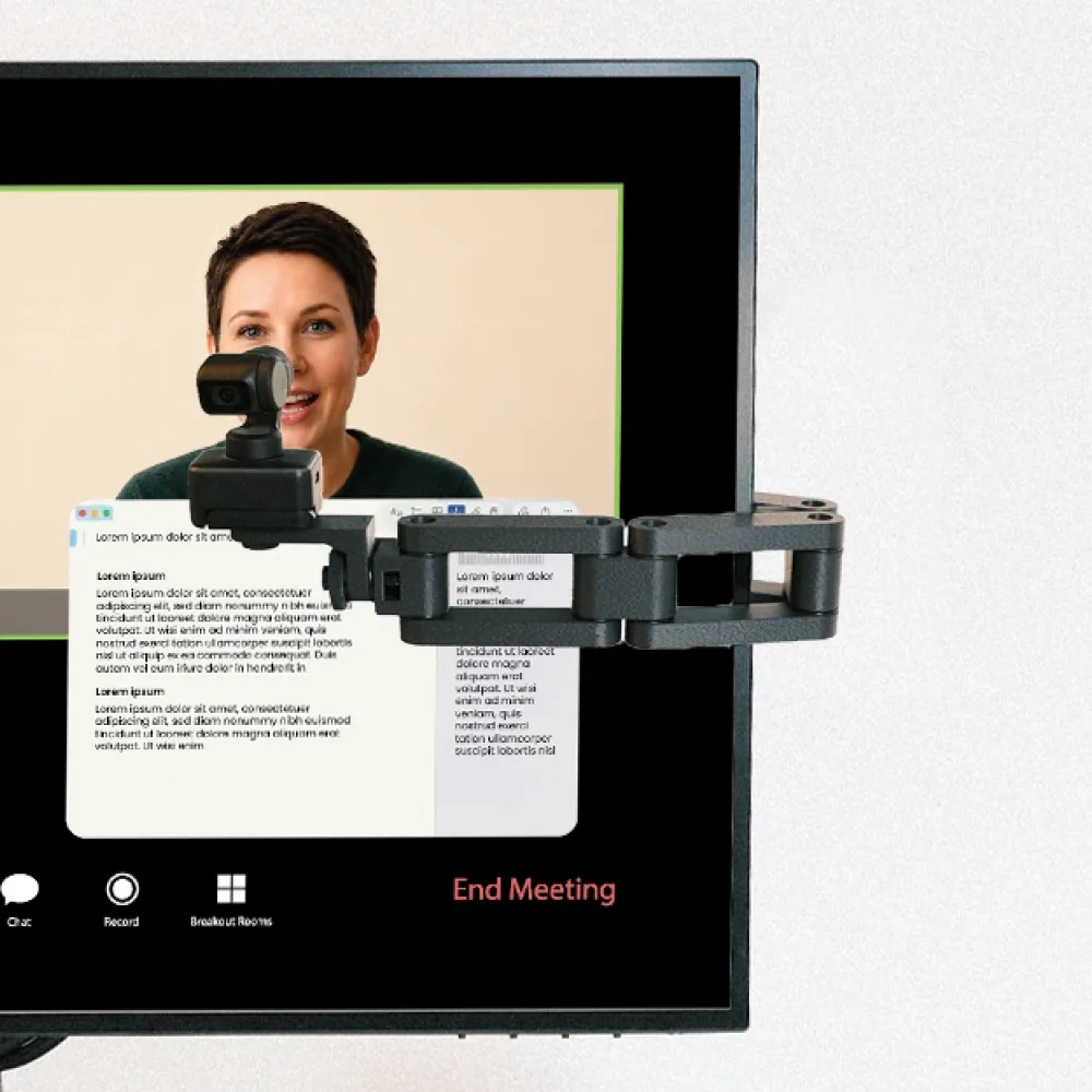 Camera pulled fully in over the client's face on screen — eye contact position